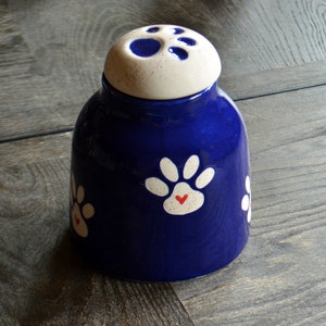 Paw Print Ceramic Treat Jar - Dog or Cat Food Storage