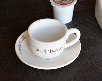 2 Oz Mini Espresso Cup and Saucer Plate Set - Personalized Espresso Cup - Single Espresso Cup - Gift Box Available
