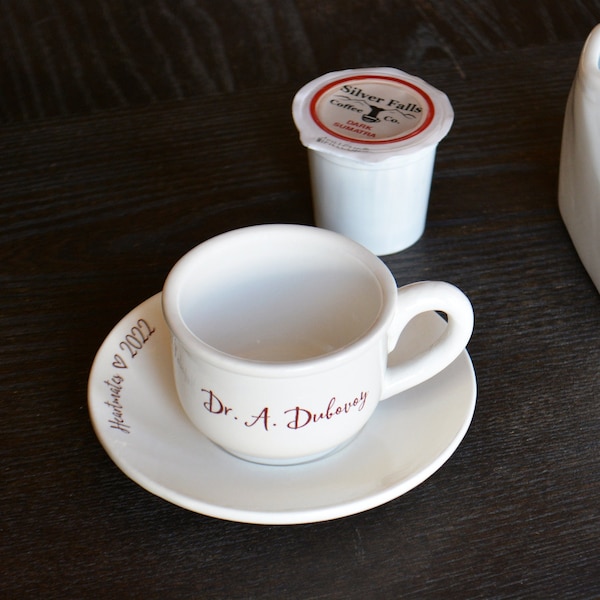 Mini Espresso Cup and Saucer Plate Set - Personalized Espresso Cup - Single Espresso Cup - Gift Box Available
