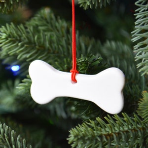 Mini Ceramic Dog Bone Christmas Tree Ornament