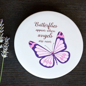 Personalized Butterfly Memorial Urn - Large Ceramic Keepsake Box - Butterflies Appear When Angels Are Near - Holds Up to 1.5 Cups of Ashes