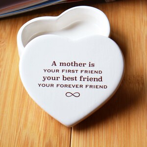 Ceramic Keepsake Box for Mom Mother of the Bride Mother of the Groom A Mother is Your First Friend Your Best Friend Gift Box Included image 2