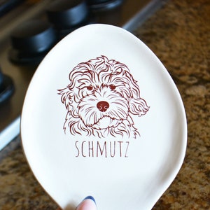 Personalized Dog Breed Ceramic Spoon Rest - Dog Lover Pet Memorial or Thoughtful Pet Themed Gift - Dog or Pet Keepsake - Gift Bag Included