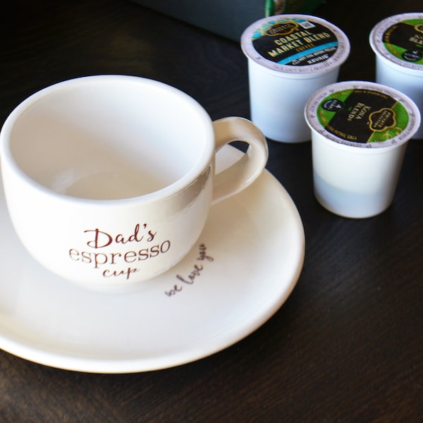 Personalized Espresso Cup and Saucer - Ceramic Espresso Cup - Espresso Mugs - Tea Cup with Saucer - Gift for Dad - Gift for Him