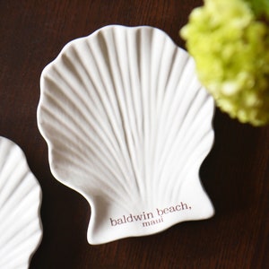 Keramik Sea Shell Dish - Küstenstrand Home Decor Ring oder Seifenschale