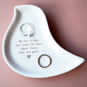 Ceramic Bird Dish Uplifting Sympathy or Grief Gift - Friendship or Family Sympathy Dish - Grieving Gift - Gift Bag Included