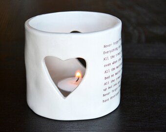 Sympathy Tea Light Candle Holder with Heart Cutout - Encouragement Gift - Memorial Candle - Gift for Grieving Friend - Gift Box Included