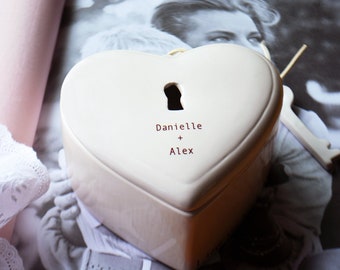 Ceramic Lock and Key Keepsake Box - I Love You More Gifts - Bride and Groom Wedding Gift