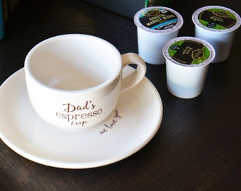 Personalized Espresso Cup and Saucer - Ceramic Espresso Cup - Espresso Mugs - Tea Cup with Saucer - Gift for Dad - Gift for Him