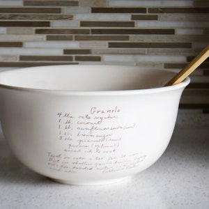Custom Mixing Bowl with Handwritten Family Recipe - Recipe Dish - Large Ceramic Kitchen Bowl with Custom Recipe - Heirloom Gifts