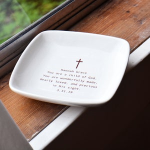 Custom Baptism Gift Baptism Keepsake Dish with Name and Date Gift Box Included image 5