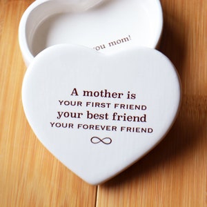 Ceramic Keepsake Box for Mom Mother of the Bride Mother of the Groom A Mother is Your First Friend Your Best Friend Gift Box Included image 4