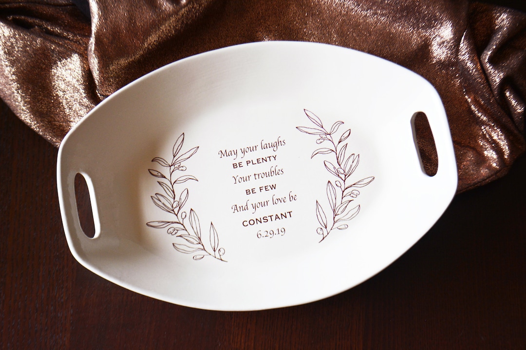 Personalized Wedding Platter Olive Branch Design Large Serving Platter