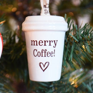 Coffee Ornament Coffee Mug Coffee Cup Coffee Lover Coffee Addict Merry Coffee Ceramic Ornament Gift Box Included image 5