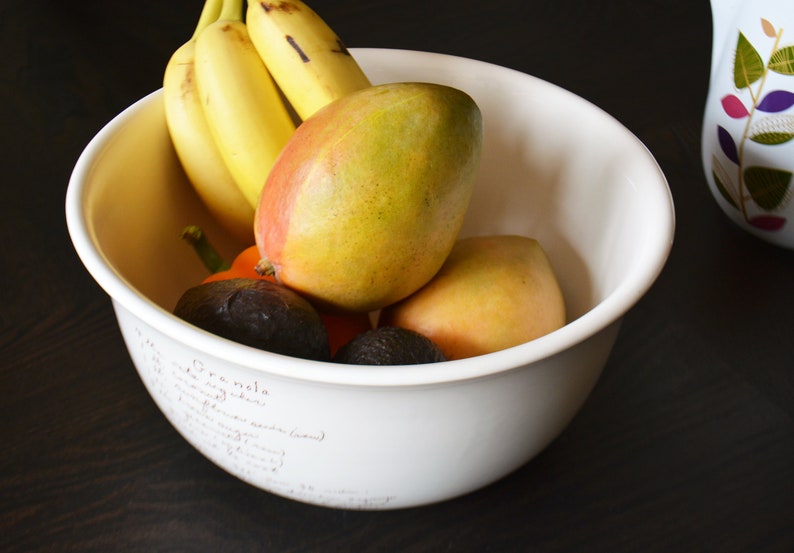 Custom Mixing Bowls with Handwritten Family Recipe Recipe Dish Large Ceramic Kitchen Bowl with Custom Recipe Heirloom Gifts image 4