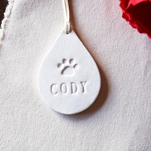 Custom Pet Ornament or Pet Memorial Gift Tear Drop Ornament Gift Box Included image 1