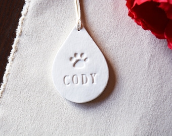 Custom Pet Ornament or Pet Memorial Gift - Tear Drop Ornament - Gift Box Included