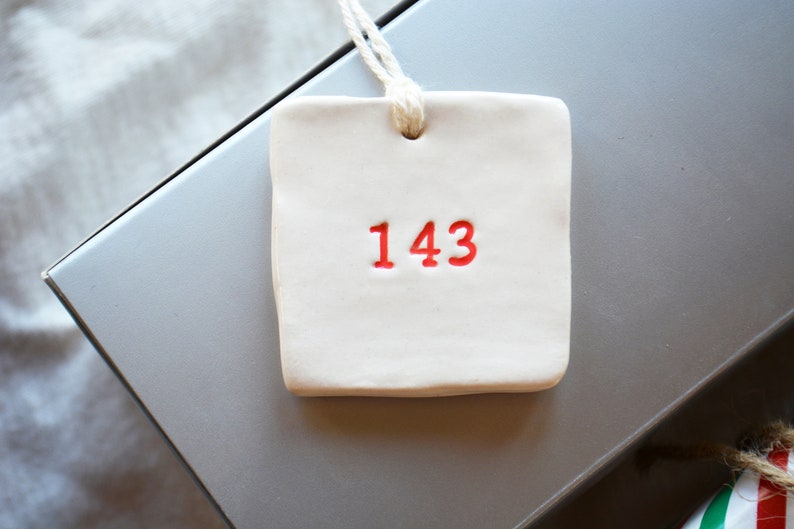 143 I Love You Gift Tag Personalized Ceramic Gift Tag Veterans Gift Tag Husband Wife Gifts image 4