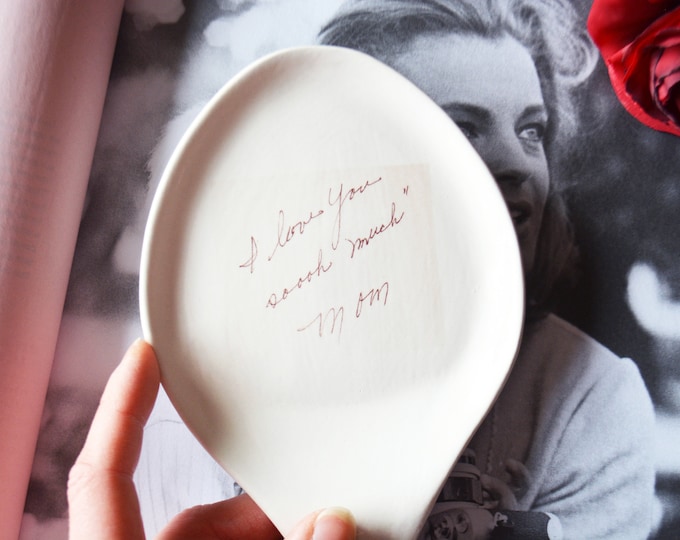 Custom Spoon Rest Ceramic Spoon Rest With Handwritten Recipe Etsy