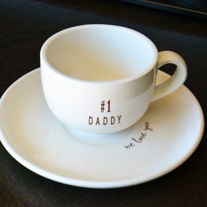 Personalized Espresso Cup and Saucer Ceramic Espresso Cup Espresso Mugs Tea Cup with Saucer Gift for Dad Gift for Him image 3