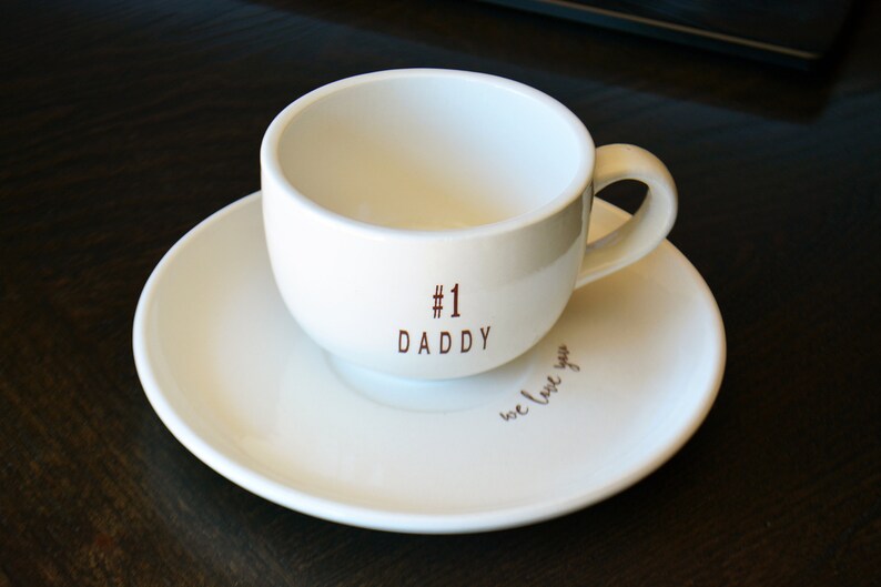 Personalized Espresso Cup and Saucer Ceramic Espresso Cup Espresso Mugs Tea Cup with Saucer Gift for Dad Gift for Him image 3