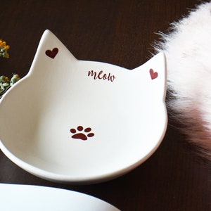 Ceramic Cat Bowl with Cat Ears - Cat Food Dish - Cat Bowl - Pet Gift - Meow - Gift Wrap Available