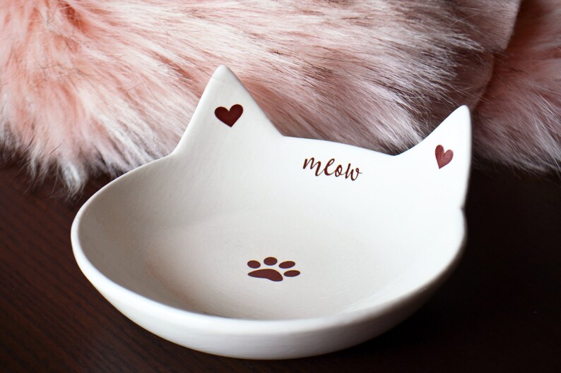 Ceramic Cat Bowl With Cat Ears Cat Food Dish Cat Bowl Etsy