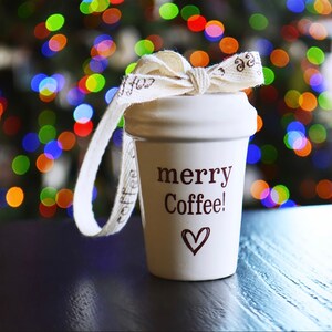 Coffee Ornament Coffee Mug Coffee Cup Coffee Lover Coffee Addict Merry Coffee Ceramic Ornament Gift Box Included image 4