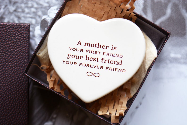 Ceramic Keepsake Box for Mom Mother of the Bride Mother of the Groom A Mother is Your First Friend Your Best Friend Gift Box Included image 1