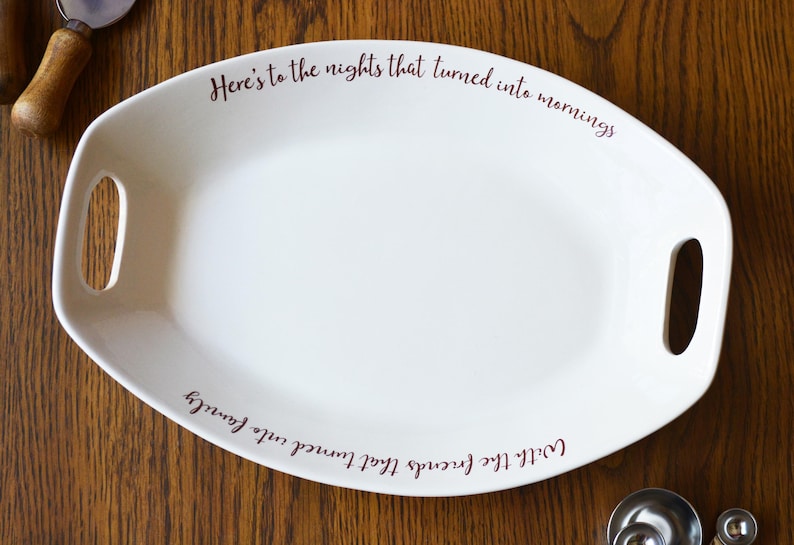 Large Personalized Platter with Handles and Custom Message - Unique Serving Tray Family Kitchen Gift image 2
