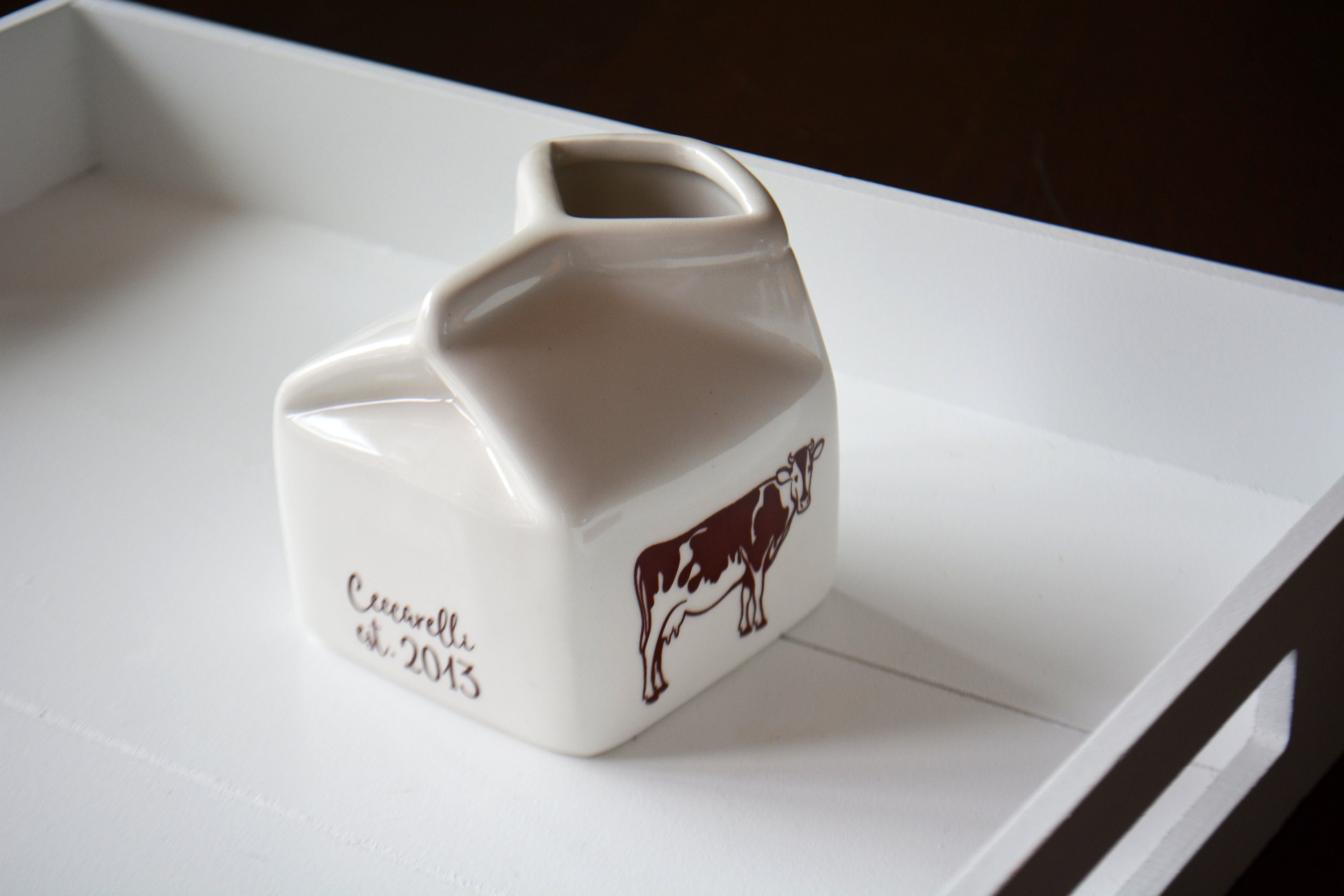 Cow Creamer Dish Farmhouse Kitchen Dairy Farm Cream Pourer Coffee Cream  Sugar Gift Box Included 