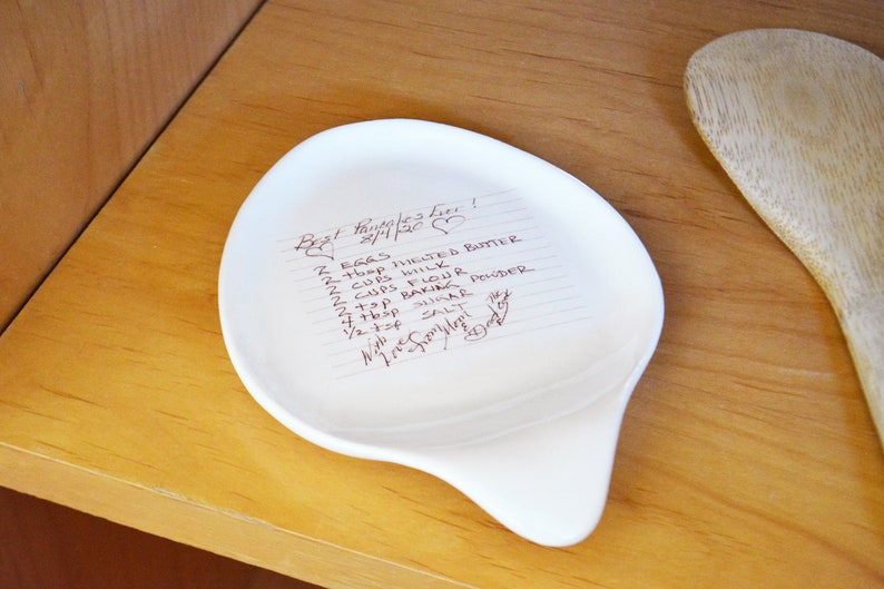 Custom Spoon Rest Ceramic Spoon Rest With Handwritten Recipe Etsy