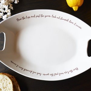 Large Custom Platter with Handles - Personalized Text - White Ceramic Serving Platter - Housewarming Gift Host Gift