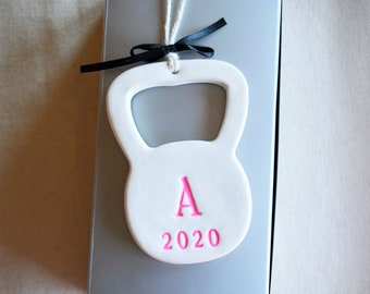 Personalized Kettlebell Ornament - Crossfit Fitness Gym Gift for Him or Her
