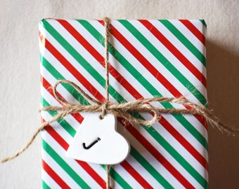 Personalisierte Keramik Herz Geschenkanhänger: Initial Stocking Tag