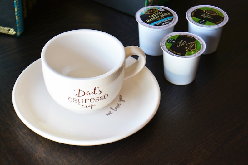 Personalized Espresso Cup and Saucer Ceramic Espresso Cup Espresso Mugs Tea Cup with Saucer Gift for Dad Gift for Him image 1