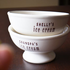 Large Personalized Ice Cream Dish or Dessert Bowl - Large Sundae Dish - Dad Grandpa Mom Friendship Sister or Birthday Gift