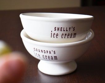 Large Personalized Ice Cream Dish or Dessert Bowl - Large Sundae Dish - Dad Grandpa Mom Friendship Sister or Birthday Gift