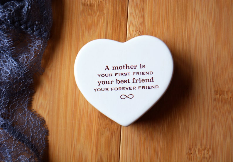 Ceramic Keepsake Box for Mom Mother of the Bride Mother of the Groom A Mother is Your First Friend Your Best Friend Gift Box Included image 8