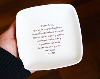 Mother In Law or Mother of the Groom Wedding Gift - Thank You for Raising the Man I've Prayed For Keepsake Dish - Gift Box Included