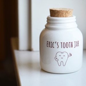 Small Personalized Tooth Fairy Jar with Cork Top for Holding Kids Teeth - Tooth Holder - Lost Tooth Container Tooth Box - Gift Bag Included