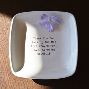 Mother In Law or Mother of the Groom Wedding Gift Thank You for Raising the Man I've Prayed For Keepsake Dish Gift Box Included image 7