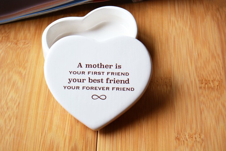 Ceramic Keepsake Box for Mom Mother of the Bride Mother of the Groom A Mother is Your First Friend Your Best Friend Gift Box Included image 2