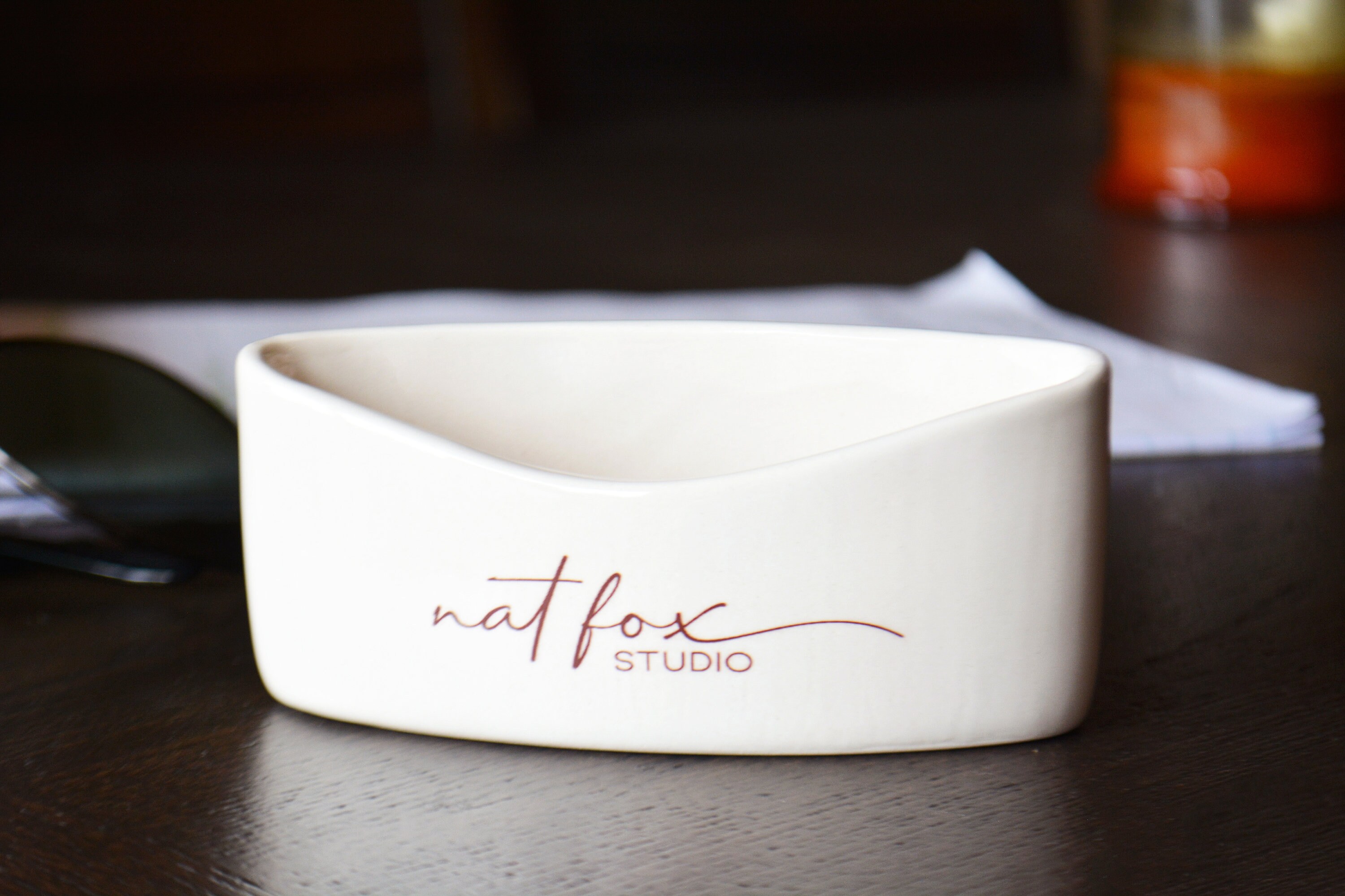 Countertop Business Card Display Holder for Desk Personalized with Company Logo - Personalized Office Supplies - Business Owner Gift