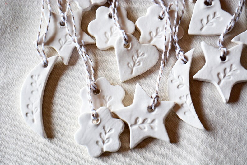 Heart Star Moon or Flower Gift Tags Ceramic Gift Tag Packs Etsy