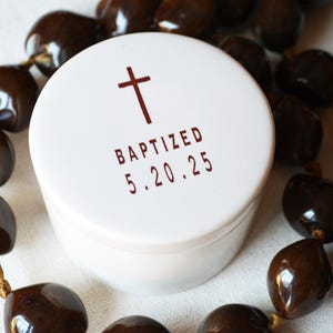 Personalized Baptism Box with Cross and Date - Baptism First Communion Confirmation Gift - Valet Box - Religious Gifts - Gift Box Included