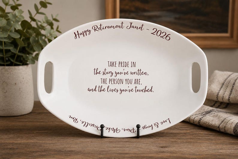 Large Personalized Platter with Handles and Custom Message - Unique Serving Tray Family Kitchen Gift image 8