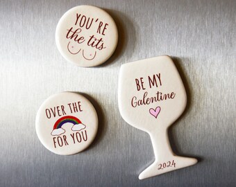 Keramik Freundschaft Kühlschrankmagnet - Lustiges Valentinstag Geschenk für Frau oder Freundin - Du bist die Meisen - Be My Valentine Be My Galentine