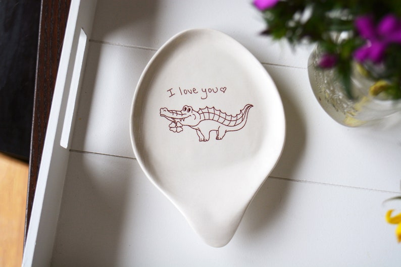 Custom Spoon Rest Ceramic Spoon Rest With Handwritten Recipe Etsy