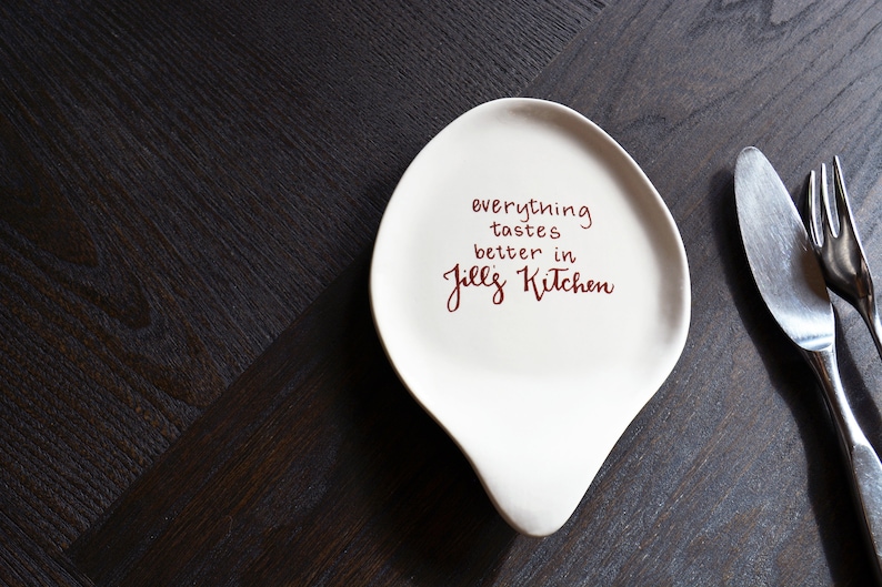 Custom Spoon Rest Ceramic Spoon Rest With Handwritten Recipe Etsy